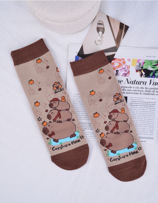 Шкарпетки з принтом капібари | 264773-12-XX - A-SHOP