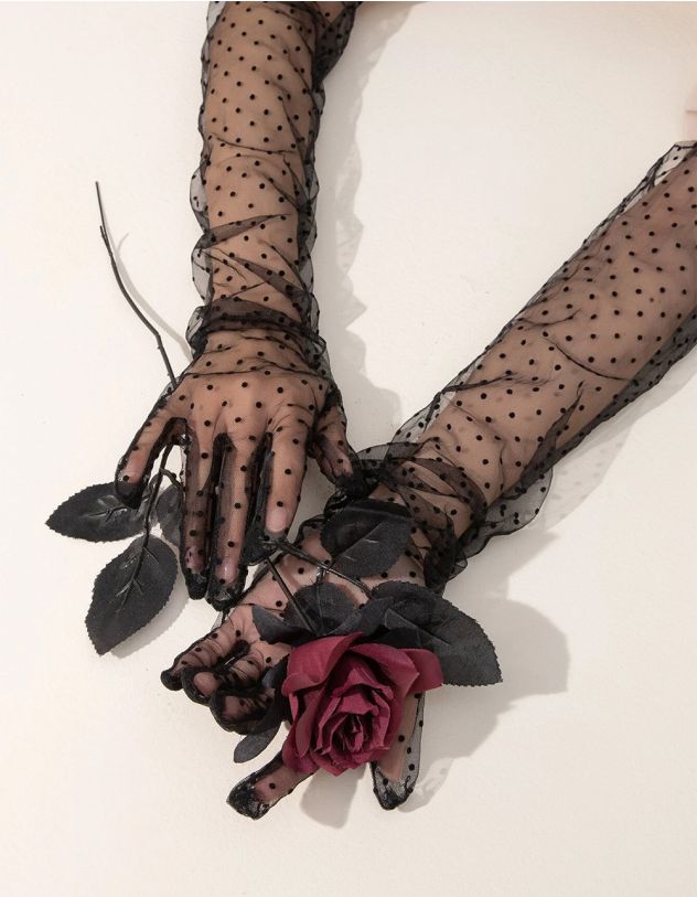 Рукавички високі у горох | 255533-02-XX - A-SHOP