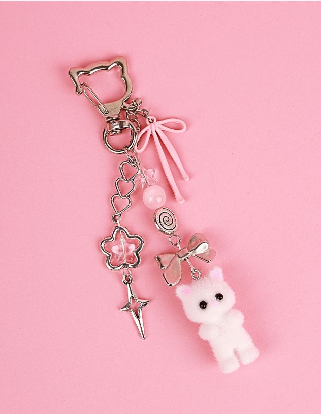 Брелок на сумку у вигляді котика з бантом | 266131-01-XX - A-SHOP