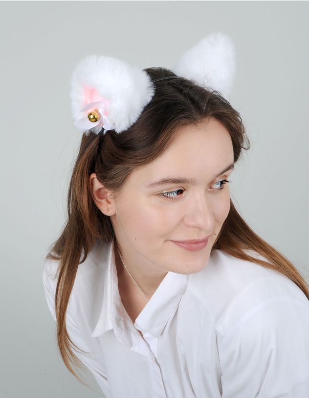Обідок для волосся з бантами на хутряних вушках | 255918-01-XX - A-SHOP
