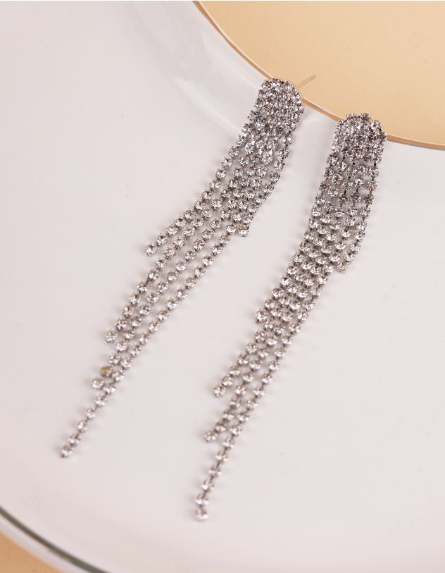 Сережки довгі інкрустовані стразами | 266768-05-XX - A-SHOP