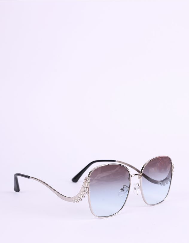 Окуляри сонцезахисні квадратні oversize зі стразами на дужках | 266203-18-XX - A-SHOP