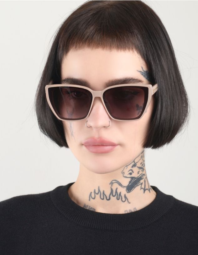 Окуляри сонцезахисні cat eye з фурнітурою на дужках | 259179-22-XX - A-SHOP