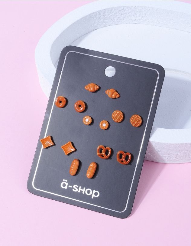 Сережки пусети у наборі у вигляді випічки | 263425-12-XX - A-SHOP