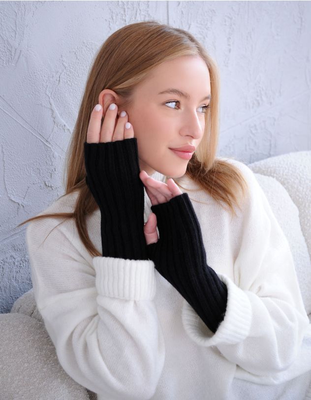 Мітенки в'язані у рубчик | 249985-02-XX - A-SHOP