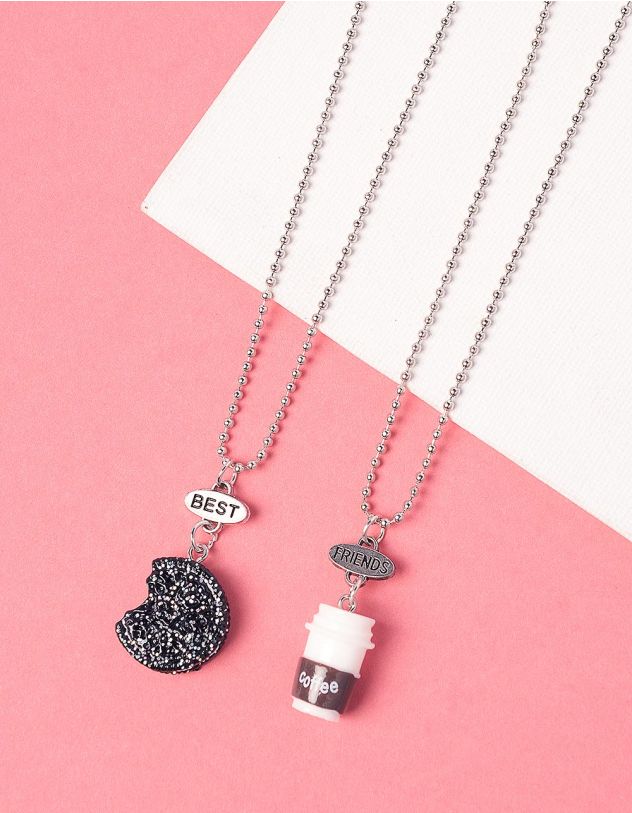 Підвіска подвійна best friends з печивом та склянкою кави | 222442-05-XX - A-SHOP