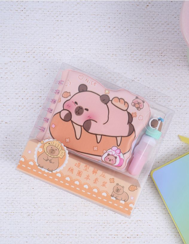 Блокнот з принтом капібари у комплекті з маркерами | 263818-21-XX - A-SHOP