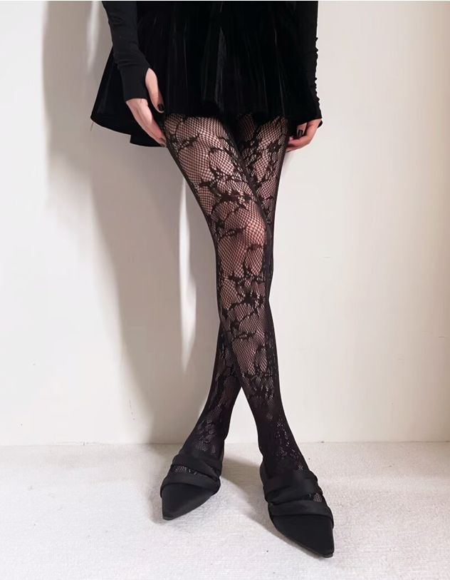 Колготки мереживні з квітами | 264996-02-XX - A-SHOP