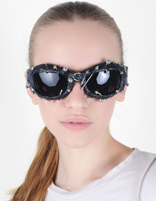 Окуляри сонцезахисні маска з фурнітурою у вигляді сережок для пірсингу | 263057-02-XX - A-SHOP