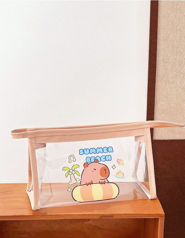 Пенал з брелоком та принтом капібари | 263997-26-XX - A-SHOP