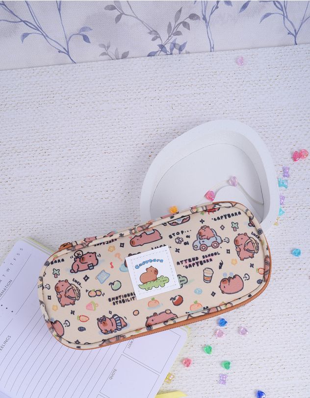 Пенал з брелоком та принтом капібари | 264007-33-XX - A-SHOP