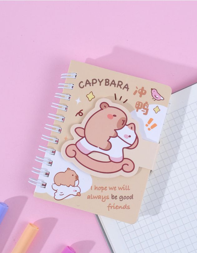 Блокнот у лінію з принтом капібари | 263553-40-XX - A-SHOP