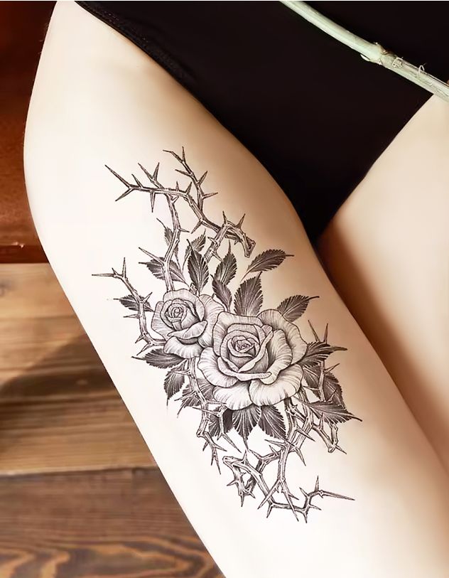 Татуювання тимчасове у вигляді троянди з шипами | 266294-01-XX - A-SHOP