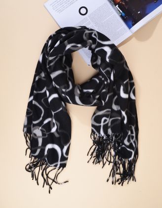 Палантин на шию з принтом та китицями | 265381-02-XX - A-SHOP