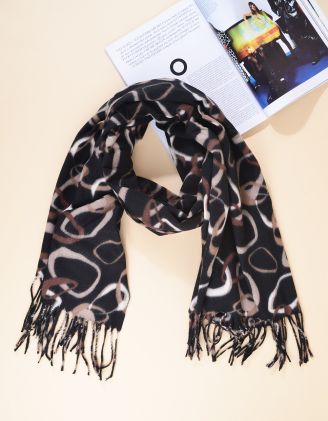 Палантин на шию з принтом та китицями | 265381-33-XX - A-SHOP