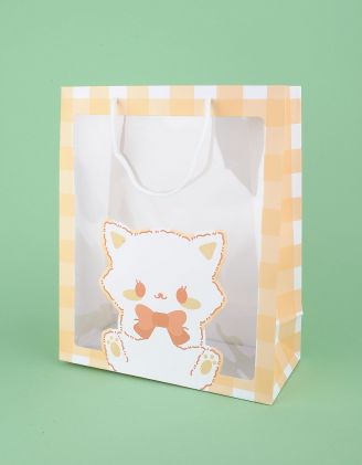 Пакет подарунковий у клітинку з принтом звірятка | 255593-26-XX - A-SHOP