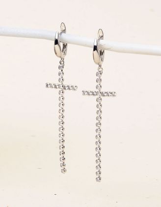 Сережки довгі у вигляді хрестів зі стразами | 255388-06-XX - A-SHOP