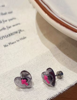 Сережки пусети у вигляді серця з хрестом | 263392-02-XX - A-SHOP