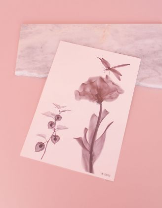 Тату тимчасове з зображенням квітів та бабки | 254323-02-XX - A-SHOP