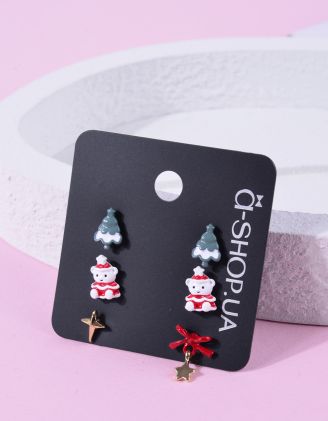 Сережки пусети у вигляді різдвяного персонажа | 263421-21-XX - A-SHOP