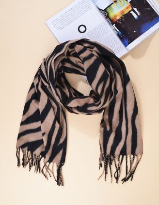 Палантин на шию з принтом зебри | 265382-39-XX - A-SHOP