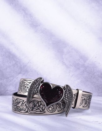Ремінь з фурнітурою у вигляді серця з крилами | 263142-24-XX - A-SHOP