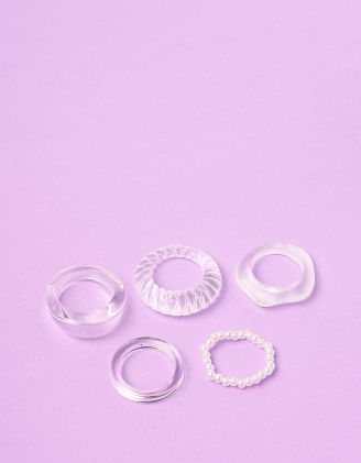 Кільця у наборі прозорі з перлинами | 249569-01-XX - A-SHOP