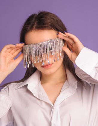 Окуляри сонцезахисні маска з ланцюжками із страз | 251615-07-XX - A-SHOP