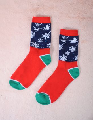 Шкарпетки з новорічним принтом | 255920-13-71 - A-SHOP
