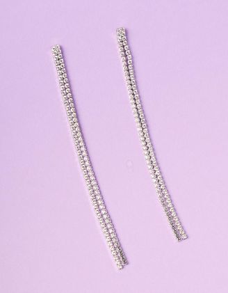 Сережки довгі подвійні інкрустовані стразами | 235344-06-XX - A-SHOP