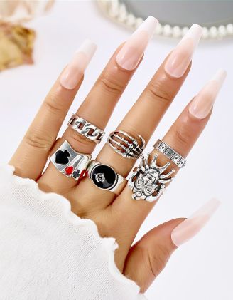 Кільця у наборі у вигляді ланцюжка та гральних карт | 265603-05-XX - A-SHOP