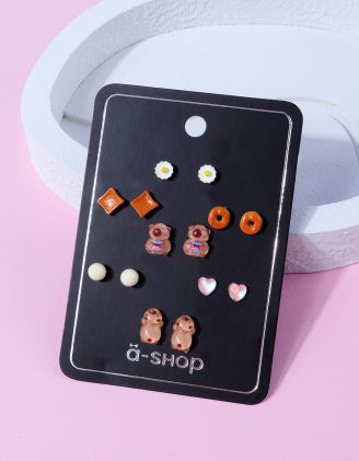 Сережки пусети у наборі у вигляді капібари | 263380-33-XX - A-SHOP