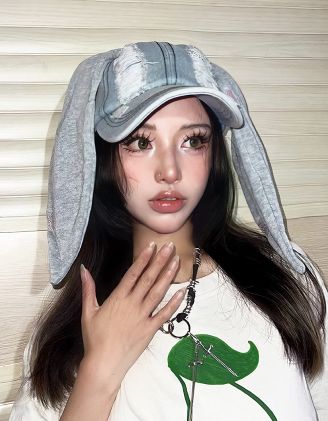 Бейсболка рвана з вушками та малюнком котика | 263928-18-XX - A-SHOP