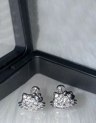 Сережки пусети у вигляді Кітті | 263395-05-XX - A-SHOP