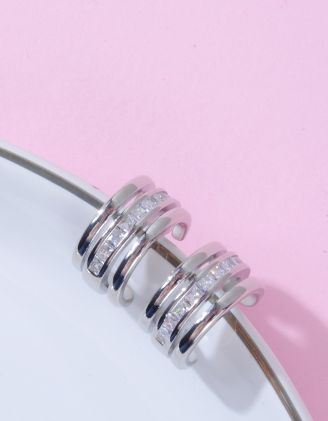 Сережки півкільця інкрустовані стразами | 263326-05-XX - A-SHOP