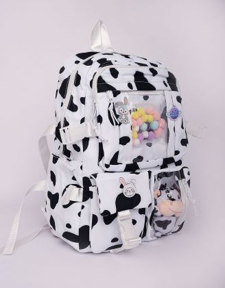 Рюкзак для міста з принтом корівки та значками | 250363-01-XX - A-SHOP