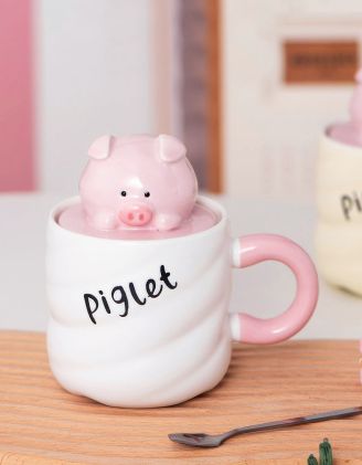 Чашка 400мл з поросям на кришці | 264533-01-XX - A-SHOP