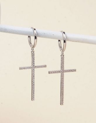 Сережки у вигляді хрестів зі стразами | 255393-06-XX - A-SHOP