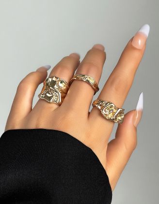 Кільця у наборі з імітацією розплавленого металу | 263232-04-XX - A-SHOP