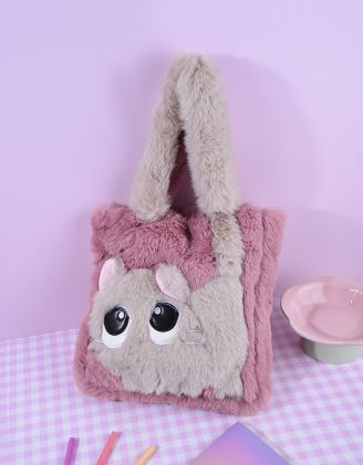 Сумка шопер хутряна з котиком | 262604-71-XX - A-SHOP