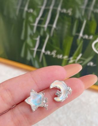 Сережки пусети у вигляді зірки та півмісяця | 261779-05-XX - A-SHOP