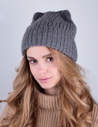 Шапка у рубчик з вушками | 257587-28-XX - A-SHOP