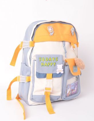 Рюкзак для міста зі значками та брелоком у вигляді ведмедика | 251288-31-XX - A-SHOP