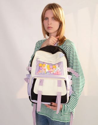 Рюкзак для міста з кульками у кишені та значком | 252376-02-XX - A-SHOP