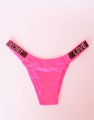 Трусики жіночі зі стразами та написом love | 248505-17-02 - A-SHOP