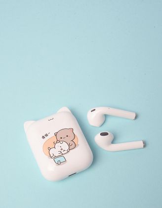 Навушники бездротові з принтом котика на чохлі | 248705-01-XX - A-SHOP