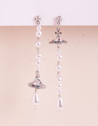 Сережки довгі з перлинами та сатурном | 253972-06-XX - A-SHOP