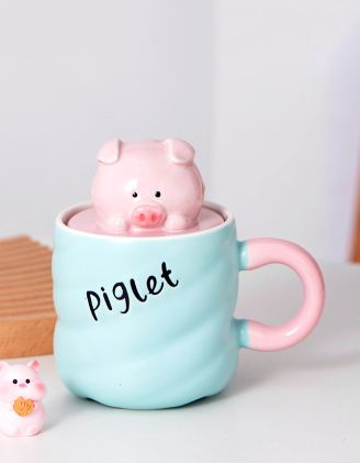 Чашка 400мл з поросям на кришці | 264533-18-XX - A-SHOP