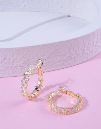 Сережки кільця з кристалами | 262633-04-XX - A-SHOP