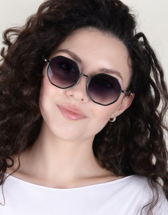Окуляри сонцезахисні шестикутники з тонкими дужками | 262832-28-XX - A-SHOP